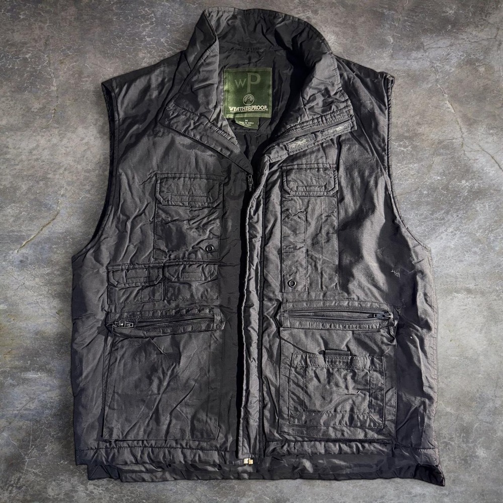 Weatherproof Mens Multi-Pocket Utility Vest Black Size M Fishing Hiking Gorpcore